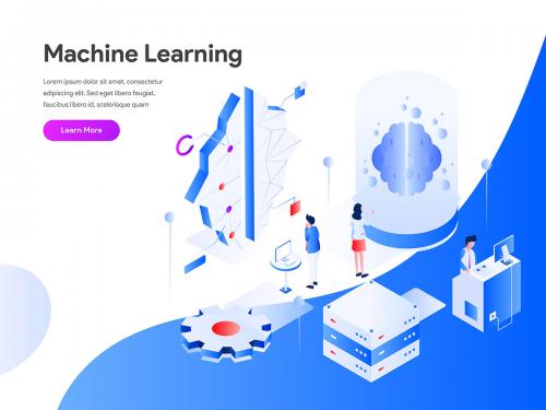 Machine Learning Isometric Illustration Concept - machine-learning-isometric-illustration-concept