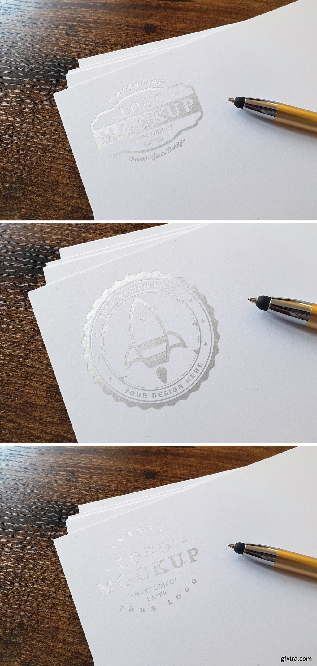 Download Embossed Shiny Logo Mockup on Paper Stack 315396040 » GFxtra