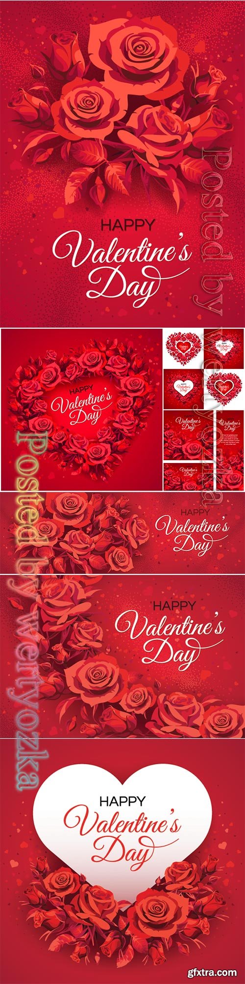Valentine's Day greeting card templates with red roses