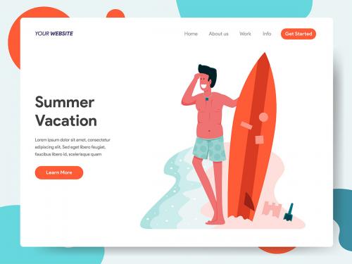 Man Posing with A Surfboard Illustration - man-posing-with-a-surfboard-illustration