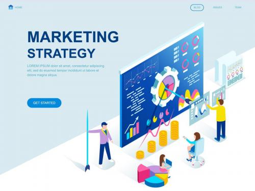 Marketing Strategy Isometric Landing Page Template - marketing-strategy-isometric-landing-page-template