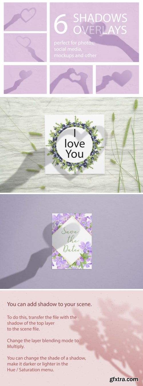 Set of Valentine Shadows Overlay Mockup 2546361