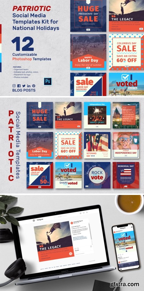 Patriotic Social Media Banner Kit 2545007