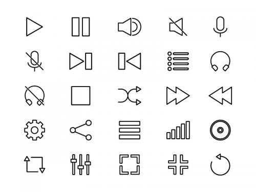 Media Player Icon Set Outline - media-player-icon-set-outline