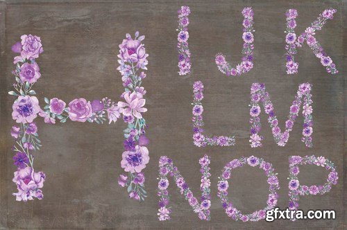 Lilac Floral Alphabet