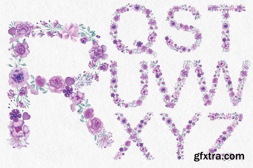 Lilac Floral Alphabet