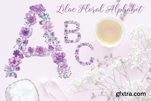 Lilac Floral Alphabet