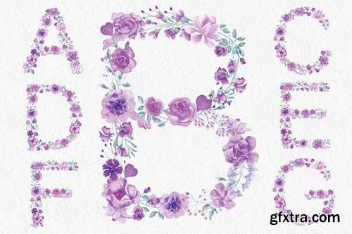 Lilac Floral Alphabet