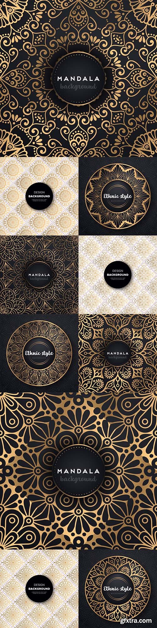 Mandala golden background and luxury wedding invitation