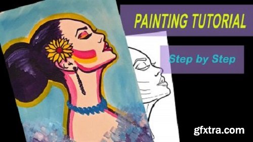 ACRYLIC PAINTING Tutorial + FREE TRACEABLE to Paint along- EASY Step by Step for beginners