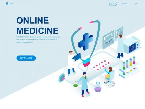 Medicine Isometric Landing Page Template - medicine-isometric-landing-page-template