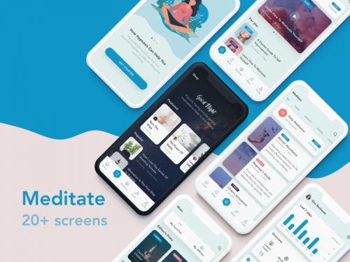 Meditate UI Kit - 20+ screens - animation - meditate-ui-kit-20-screens-animation