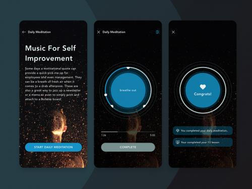 Meditation Breathe Daily mobile app concept - meditation-breathe-daily-mobile-app-concept