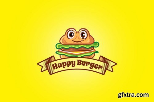 happy burger - Mascot Logo