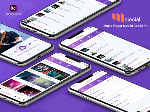 Mojocial-Music Player Mobile App UI Kit (Adobe XD) - mojocial-music-player-mobile-app-ui-kit-adobe-xd