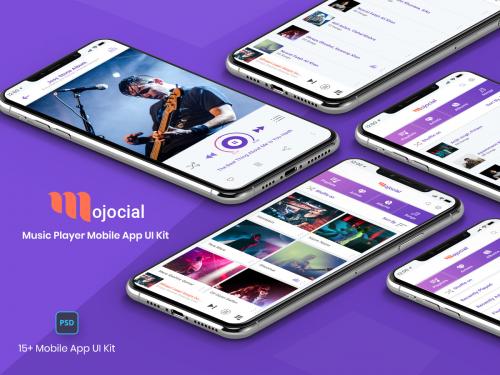 Mojocial - Music Player Mobile App UI Kit - mojocial-music-player-mobile-app-ui-kit