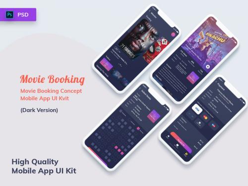 Movie Booking Mobile App UI Kit Dark Version - movie-booking-mobile-app-ui-kit-dark-version