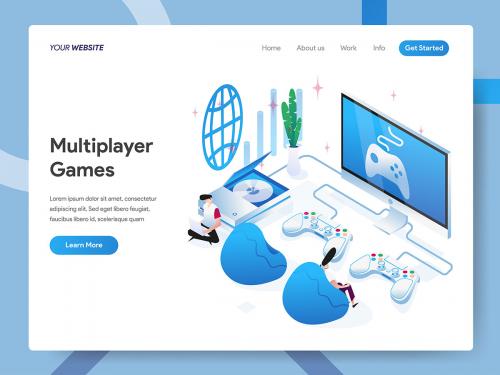 Multiplayer Games Isometric Illustration - multiplayer-games-isometric-illustration