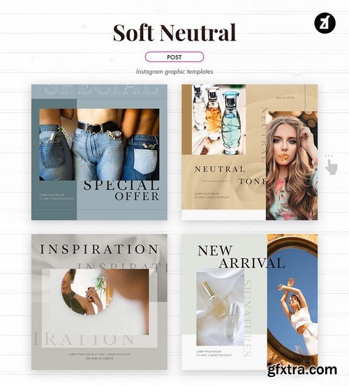 Soft Neutral social media graphic templates