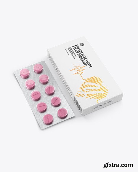 Paper Box & Pills Mockup 53806