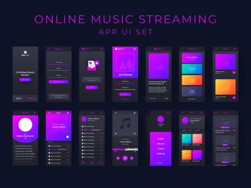 Music app UI set for online music streaming - music-app-ui-set-for-online-music-streaming