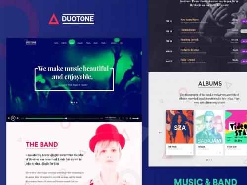 Music & Band Responsive Website Template - Duotone - music-band-responsive-website-template-duotone