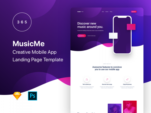 MusicMe - Mobile App Landing Page Template - musicme-mobile-app-landing-page-template