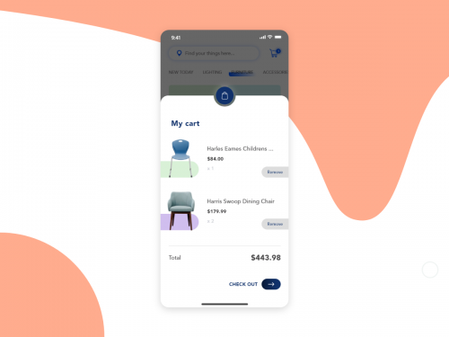 My Cart screen concept for Furniture app - my-cart-screen-concept-for-furniture-app