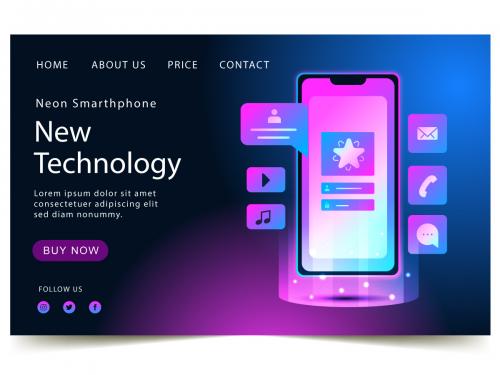 neon landing page with smartphone - neon-landing-page-with-smartphone