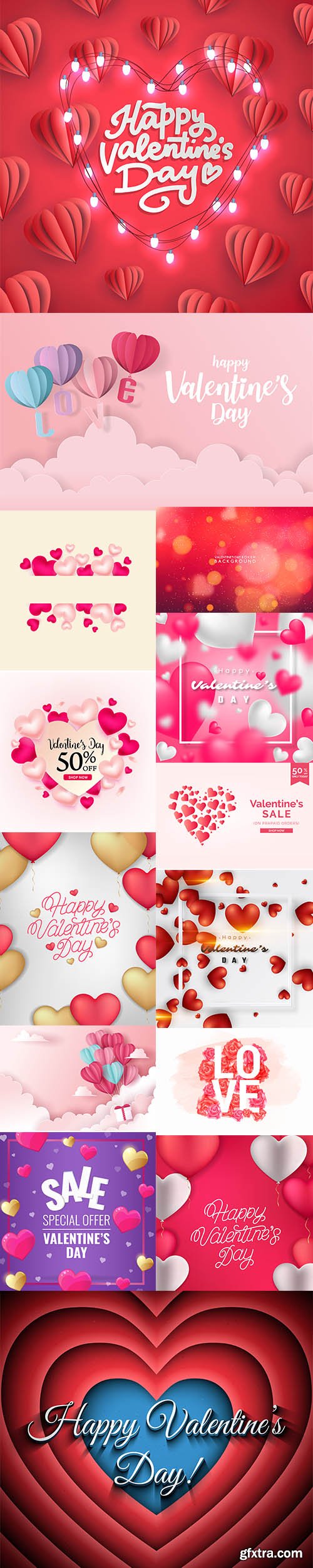 Vector Set of Romantic Valentines Day Illustrations Vol 2