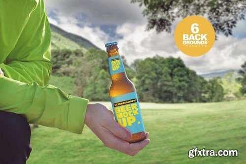 Mountain Backgrounds Beer Mockup