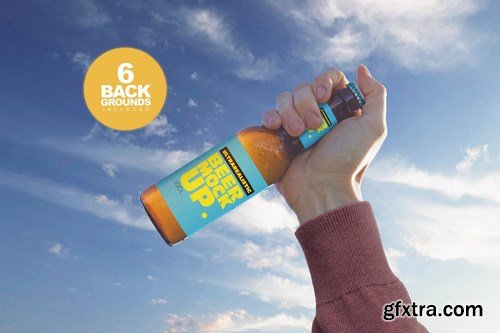 Hand Sky Beer Mockup