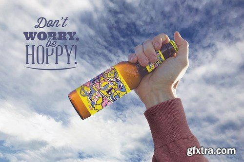 Hand Sky Beer Mockup