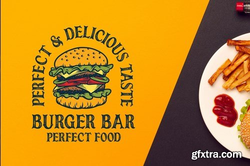 Burger Bar Vintage Logo Template