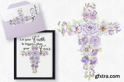 Lavender Floral Cross