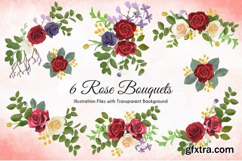 Watercolor Rose Illustrations Pack