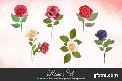 Watercolor Rose Illustrations Pack