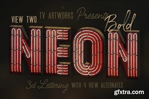 Bold Neon 3D Lettering View 2