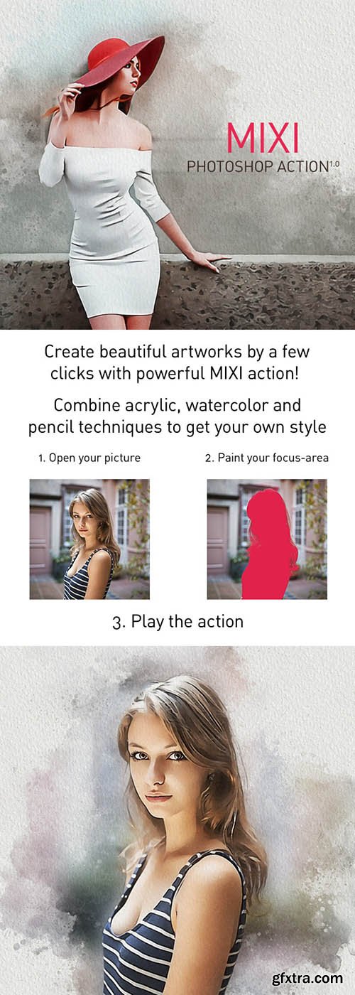 Graphicriver - MIXI Acrylic + Watercolor + Pencil Sketch Photoshop Action 25312701