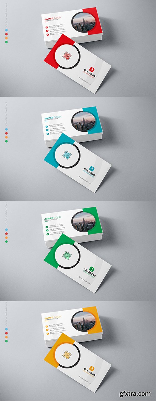 Business Card 4 Colors PSD Template