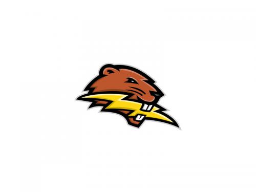 North American Beaver Lightning Bolt Mascot - north-american-beaver-lightning-bolt-mascot