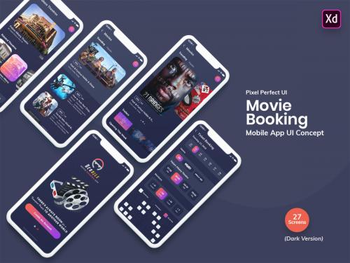 Ocodile-Movie Booking Mobile App UI Kit Dark (XD) - ocodile-movie-booking-mobile-app-ui-kit-dark-xd