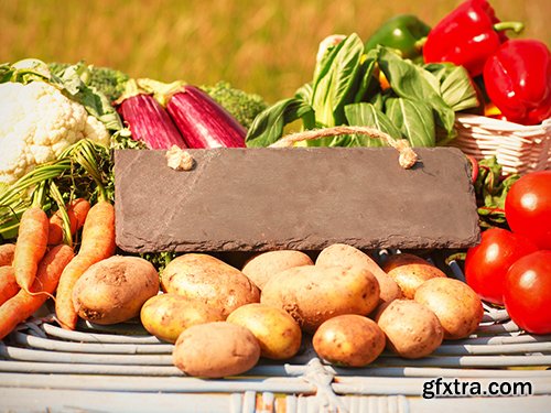 Slate and Fresh Vegetables Mockup 237025840