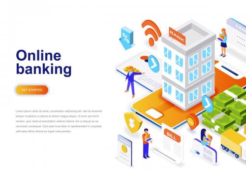 Online Banking Isometric Concept - online-banking-isometric-concept