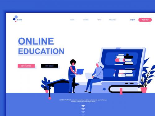 Online Education Flat Landing Page Template - online-education-flat-landing-page-template