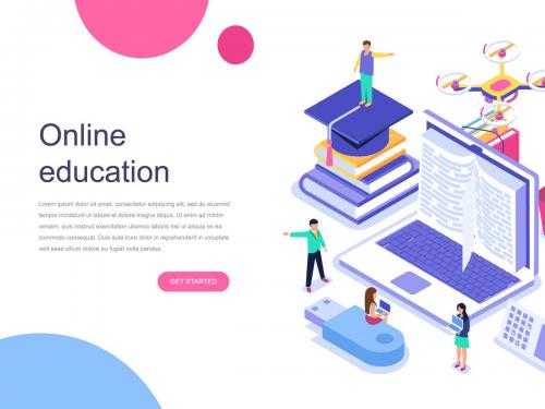 Isometric Concept Online Education - online-education-isometric-concept