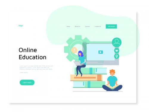 Online Education Website Development Illustration for Landing Page - online-education-website-development-illustration-for-landing-page