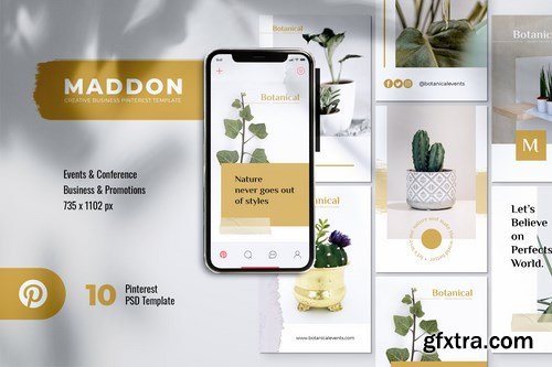 MADDON Botanical Business Pinterest Template