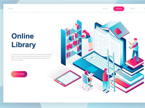 Online Library Isometric Landing Page - online-library-isometric-landing-page