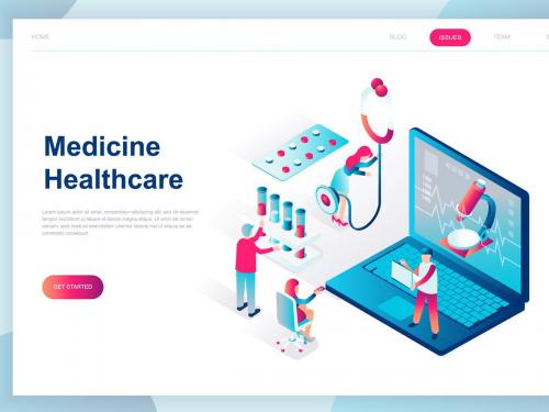 Online Medicine Isometric Landing Page - online-medicine-isometric-landing-page